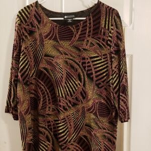 Purple Abstract 3/4 sleeve Top - Maggie Barnes 1X